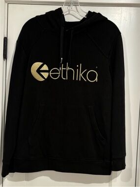 Ethika Premium Hooded Pullover Sweatshirt RARE Athlete Black Mens Small Skater